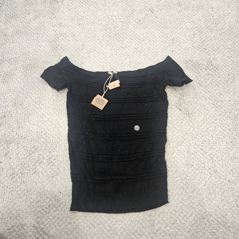 AMERICAN EAGLE Black Off The Shoulder Top XXS Aritzia NWT
